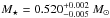 \hbox{$M_{\star}= 0.520^{+0.002}_{-0.005}\ M_{\sun}$}