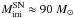 \hbox{$M_\mathrm{ini}^\mathrm{SN} \approx (75 \pm 10)~M_\odot$}