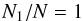 Mathematical equation: \begin{equation} \label{e_Wada} N_1/N=1 \end{equation}