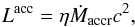 Mathematical equation: \appendix \setcounter{section}{1} \begin{equation} L^{\rm acc} =\eta \dot{M}_{\rm accr} c^2, \label{eq:lx12} \end{equation}