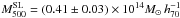 Mathematical equation: \hbox{$M_{500}^{\rm SL}=(0.41\pm0.03)\times10^{14}M_\odot\,h_{70}^{-1}$}