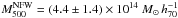 Mathematical equation: \hbox{$M_{500}^{\rm NFW}=(4.4\pm1.4)\times10^{14}~M_\odot\,h_{70}^{-1}$}