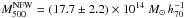 Mathematical equation: \hbox{$M_{500}^{\rm NFW}=(17.7\pm2.2)\times10^{14}~M_\odot\,h_{70}^{-1}$}