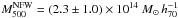 Mathematical equation: \hbox{$M_{500}^{\rm NFW}=(2.3\pm1.0)\times10^{14}~M_\odot\,h_{70}^{-1}$}