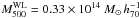 Mathematical equation: \hbox{$M_{500}^{\rm WL}=0.33\times10^{14}~M_\odot\,h_{70}^{-1}$}