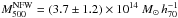 Mathematical equation: \hbox{$M_{500}^{\rm NFW}=(3.7\pm1.2)\times10^{14}~M_\odot\,h_{70}^{-1}$}