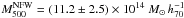 Mathematical equation: \hbox{$M_{500}^{\rm NFW}=(11.2\pm2.5)\times10^{14}~M_{\odot}\,h_{70}^{-1}$}