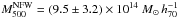 Mathematical equation: \hbox{$M_{500}^{\rm NFW}=(9.5\pm3.2)\times10^{14}~M_{\odot}\,h_{70}^{-1}$}