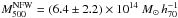 Mathematical equation: \hbox{$M_{500}^{\rm NFW}=(6.4\pm2.2)\times10^{14}~M_{\odot}\,h_{70}^{-1}$}