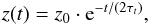 Mathematical equation: \appendix \setcounter{section}{2} \begin{equation} z(t)=z_0\cdot {\rm e}^{-t/(2\tau_{\it t})}, \end{equation}