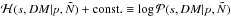 Mathematical equation: \hbox{$\mathcal{H}(s,DM|p,\tilde{N}) + \mathrm{const.} \equiv \log\mathcal{P}(s,DM|p,\tilde{N})$}