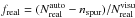 Mathematical equation: \hbox{$f_{\rm real}=(N_{\rm real}^{\rm auto}-n_{\rm spur})/N_{\rm real}^{\rm visu}$}