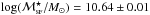 Mathematical equation: \hbox{$\log(\mathcal{M}^\star_{\textsc{sf}}/M_{\odot}) = 10.64 \pm 0.01$}