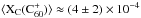 Mathematical equation: \hbox{${\rm \langle X_{C}(C_{60}^+)\rangle \approx (4\pm2) \times 10^{-4}}$}