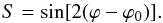 Mathematical equation: \begin{equation} S=\sin [2(\varphi-\varphi_{0})]. \end{equation}