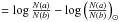 Mathematical equation: \hbox{$= \log \frac{N(a)}{N(b)} - \log \left(\frac{N(a)}{N(b)}\right)_{\odot}$}