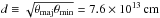 Mathematical equation: \hbox{$d \equiv \sqrt{\theta_{\rm maj} \theta_{\rm min}} = 7.6 \times 10^{13}\,{\rm cm}$}