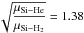 Mathematical equation: \hbox{$\displaystyle\sqrt{\frac{\mu_{\rm Si-He}}{\mu_{{\rm Si-H}_2}}} = 1.38$}