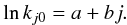 Mathematical equation: \appendix \setcounter{section}{4} \begin{eqnarray} \label{eq:high_jf_fit} \ln k_{j0} = a + b j. \end{eqnarray}