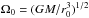 Mathematical equation: \hbox{$\Omega_0= (G M / r_0^3)^{1/2}$}