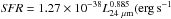 Mathematical equation: \hbox{${\it SFR} = 1.27\times 10^{-38} L_{24~\rm\mu m}^{0.885} ({\rm erg \,s^{-1} }$}