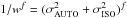 Mathematical equation: \hbox{$1/w^f = (\sigma_{\rm AUTO}^2+\sigma_{\rm ISO}^2)^f $}
