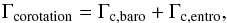 Mathematical equation: \begin{equation} \label{gammacor2} \Gamma_{\mathrm{corotation}} = \Gamma_{\mathrm{c,baro}} + \Gamma_{\mathrm{c,entro}} , \end{equation}