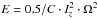 Mathematical equation: \hbox{$E = 0.5/C\cdot I_z^2\cdot\Omega^2$}