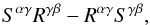 Mathematical equation: \begin{equation} \label{eq:rotation_terms} S^{\alpha \gamma} R^{\gamma \beta} - R^{\alpha \gamma} S^{\gamma \beta}, \end{equation}