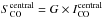 Mathematical equation: \hbox{$S_{\rm CO}^{\rm central} = G \times I_{\rm CO}^{\rm central}$}