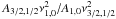 Mathematical equation: \hbox{$A_{3/2,1/2} \nu_{1,0}^2/A_{1,0} \nu_{3/2,1/2}^2$}