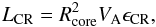 Mathematical equation: \begin{eqnarray} \label{Lcr} L_{\rm CR}=R_{\rm core}^{2}V_{\rm A}\epsilon_{\rm CR}, \end{eqnarray}