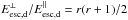 Mathematical equation: \hbox{$E_{\rm esc,d}^{\perp}/E_{\rm esc,d}^{\parallel}= r(r+1)/2$}