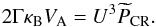 Mathematical equation: \appendix \setcounter{section}{4} \begin{eqnarray} \label{Ecutapp} 2\Gamma\kappa_{\rm B}V_{\rm A}=U^{3}\widetilde{P}_{\rm CR} . \end{eqnarray}