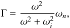 Mathematical equation: \appendix \setcounter{section}{4} \begin{eqnarray} \label{wavedampingrate} \Gamma=\frac{\omega^{2}}{\omega^{2}+\omega_{i}^{2}}\omega_{n}, \end{eqnarray}