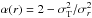 Mathematical equation: \hbox{$\alpha(r)=2-\sigma_{\rm T}^2/\sigma_r^2$}