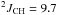 Mathematical equation: \hbox{$^2J_{\rm CH} = 9.7$}