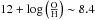 Mathematical equation: \hbox{$12 + \log \left( \frac{\rm O}{\rm H}\right) \sim 8.4$}