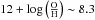 Mathematical equation: \hbox{$12 + \log \left( \frac{\rm O}{\rm H}\right) \sim 8.3$}