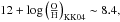 Mathematical equation: \hbox{$12 + \log \left( \frac{\rm O}{\rm H}\right)_{\rm KK04} \sim 8.4,$}