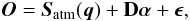 Mathematical equation: \begin{equation} \vec{O} = \vec{S}_\mathrm{atm}(\vec{q}) + \mathbf{D} \alphabold + \epsilonbold, \label{eq:generative} \end{equation}