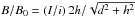 Mathematical equation: \hbox{$B/B_{0}= (I/i)\,2h/\sqrt{d^2+h^2}$}