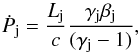 Mathematical equation: \begin{equation} \dot{P}_{\rm j}=\frac{L_{\rm j}}{c}\frac{\gamma_{\rm j}\beta_{\rm j}}{(\gamma_{\rm j}-1)} , \end{equation}
