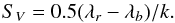 Mathematical equation: \begin{equation} S_V =0.5(\lambda_r-\lambda_b)/k . \end{equation}