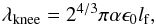 Mathematical equation: \begin{eqnarray} \lambda_{\rm knee} = 2^{4/3} \pi\alpha\epsilon_0l_{\rm f}, \label{eq:knee_scale} \end{eqnarray}