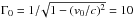 Mathematical equation: \hbox{$\Gamma_{\rm 0} = 1/\!\sqrt{1-(v_{\rm 0}/c)^2}=10$}