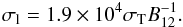 Mathematical equation: \begin{eqnarray} \sigma_{\rm l}=1.9 \times 10^4 \sigma_{\rm T} B^{-1}_{12}. \end{eqnarray}