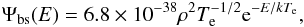 Mathematical equation: \appendix \setcounter{section}{1} \begin{eqnarray} \label{bs_emission} \Psi_{\rm bs}(E)=6.8 \times 10^{-38} \rho^2 T^{-1/2}_{\rm e} {\rm e}^{-E/\kte}, \end{eqnarray}