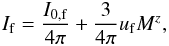 Mathematical equation: \appendix \setcounter{section}{2} \begin{eqnarray} \label{edd_zcomp} I_{\rm f}=\frac{I_{\rm 0,f}}{4 \pi} + \frac{3}{4 \pi} \uf \mz, \end{eqnarray}