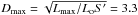 Mathematical equation: \hbox{$D_\mathrm{max} = \sqrt{L_\mathrm{max}/L_{\rm o}S'}=3.3$}